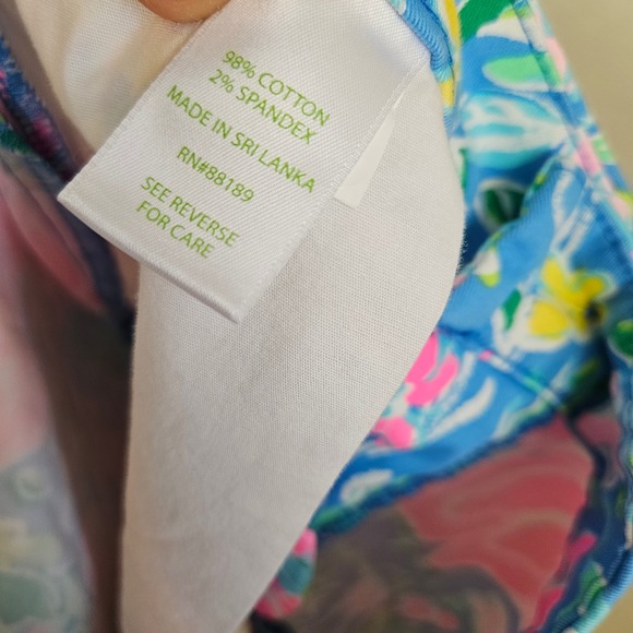 Lilly Pulitzer Buttercup Stretch Shorts sz 10 Zanzibar Blue Pink‎ Scallop - Picture 6 of 6